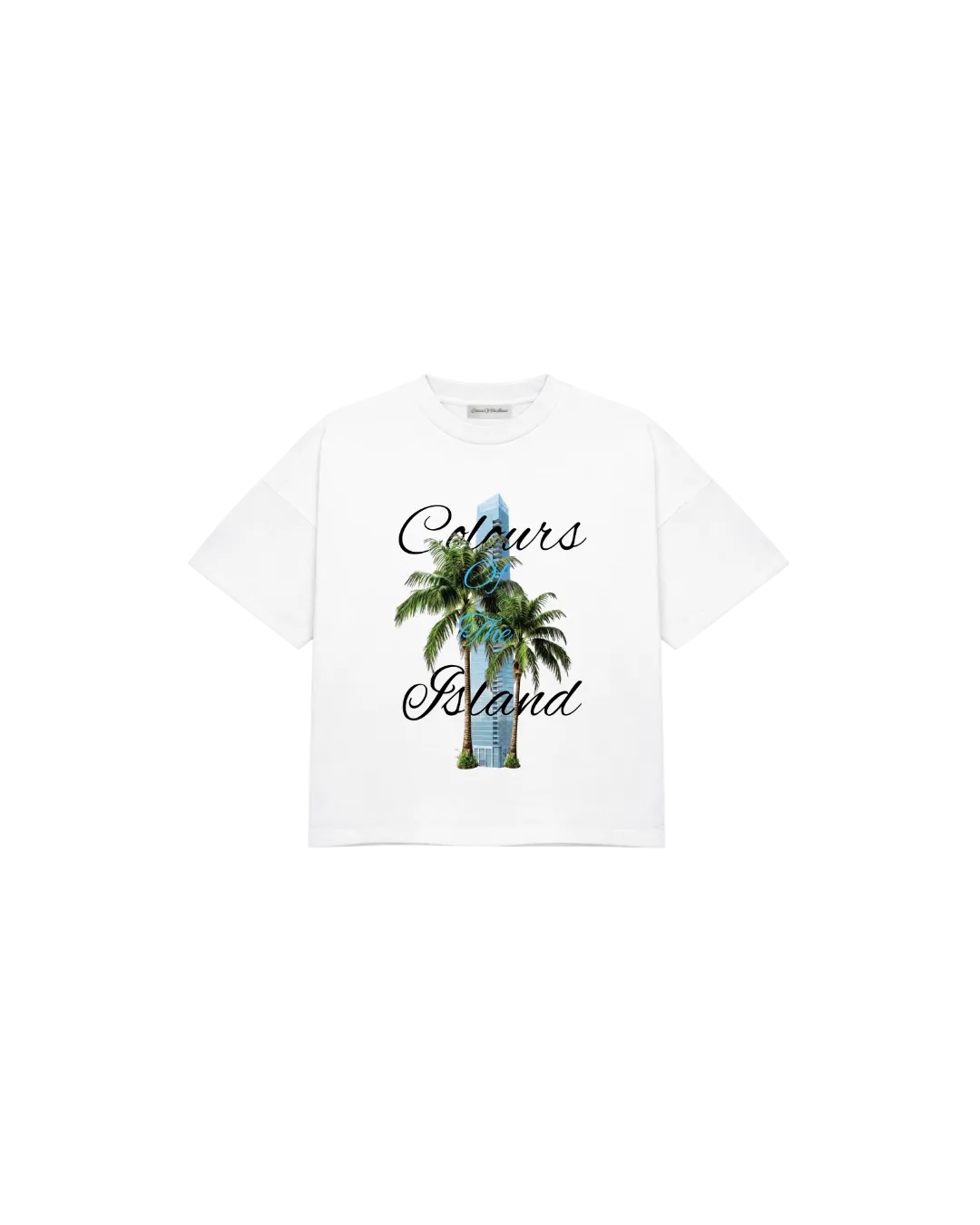 White Palm 'hind Blue Tower Tee