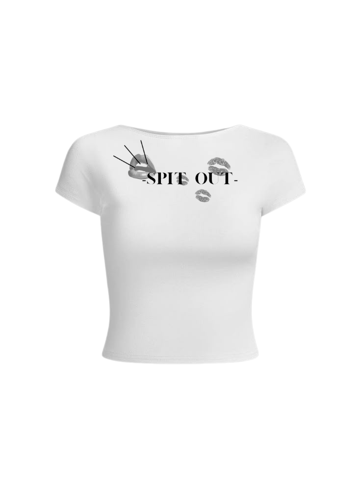 White Cropped tee - SPIT OUT