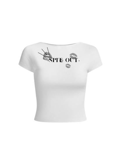 White Cropped tee - SPIT OUT