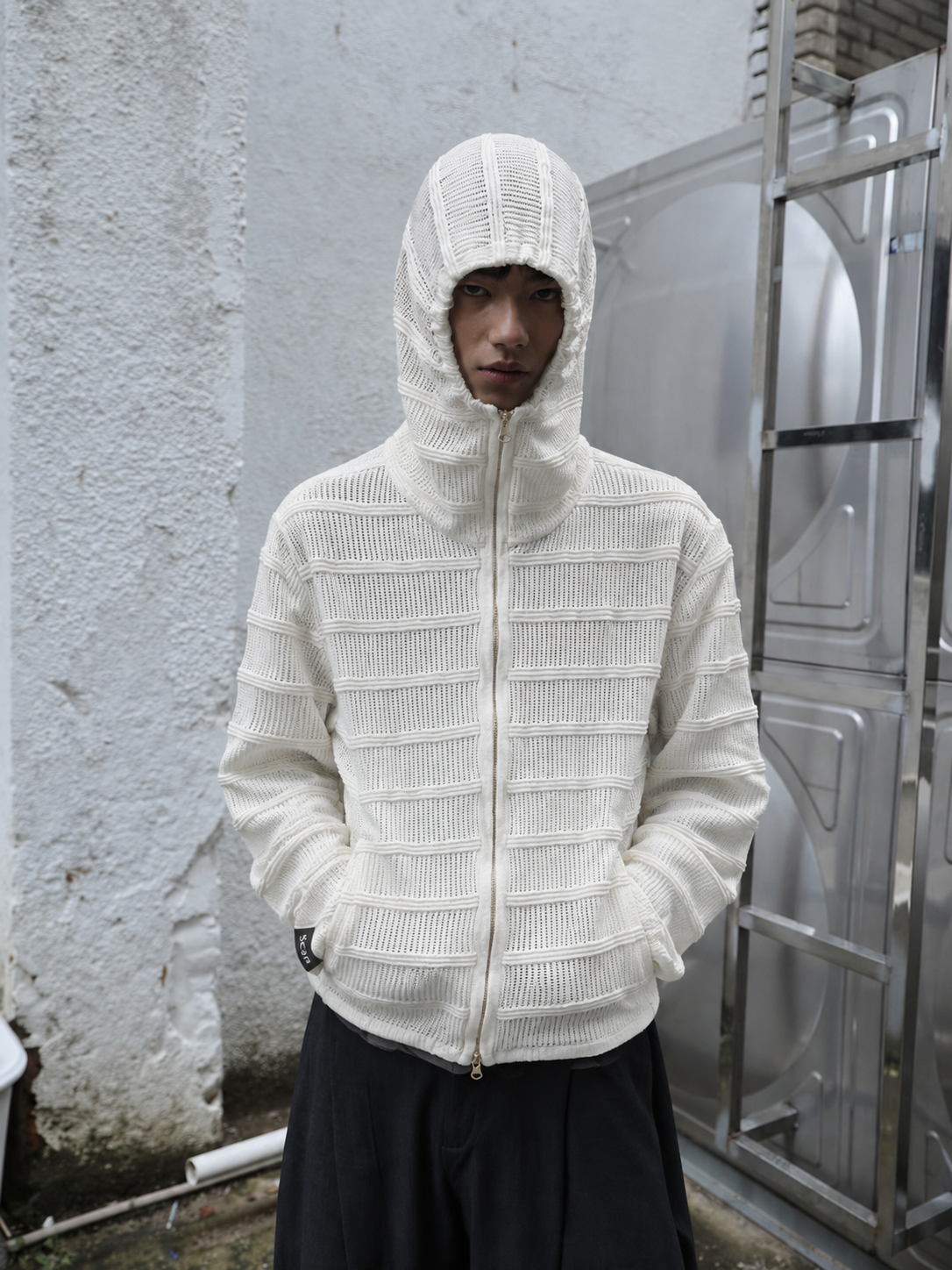 Open Knitted Hoodie