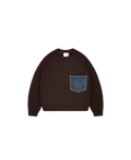 Denim pocket crewneck sweatshirt