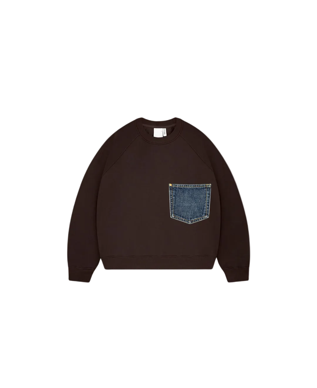 Denim pocket crewneck sweatshirt